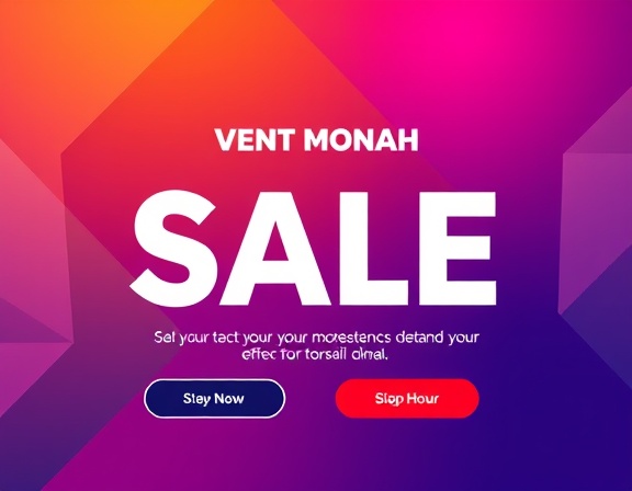 modern email graphics, engaging, announcing a sale, photorealistic, abstract geometric background with gradients, highly detailed, interactive buttons with hover effect, minimalist style, vibrant colors, studio lighting, shot with a standard lens.