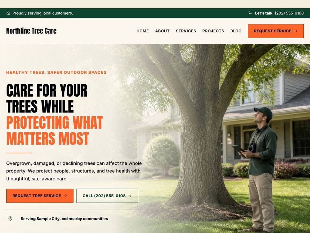 Northline Tree Care homepage design preview